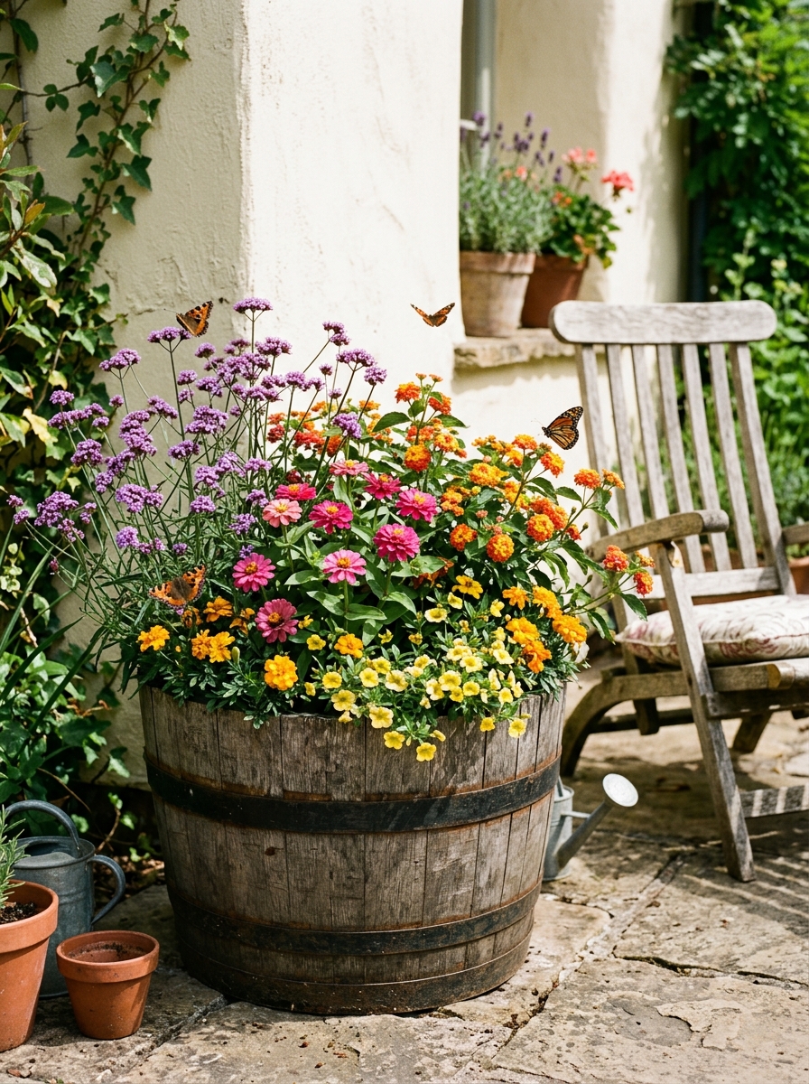 Butterfly Flower Barrel