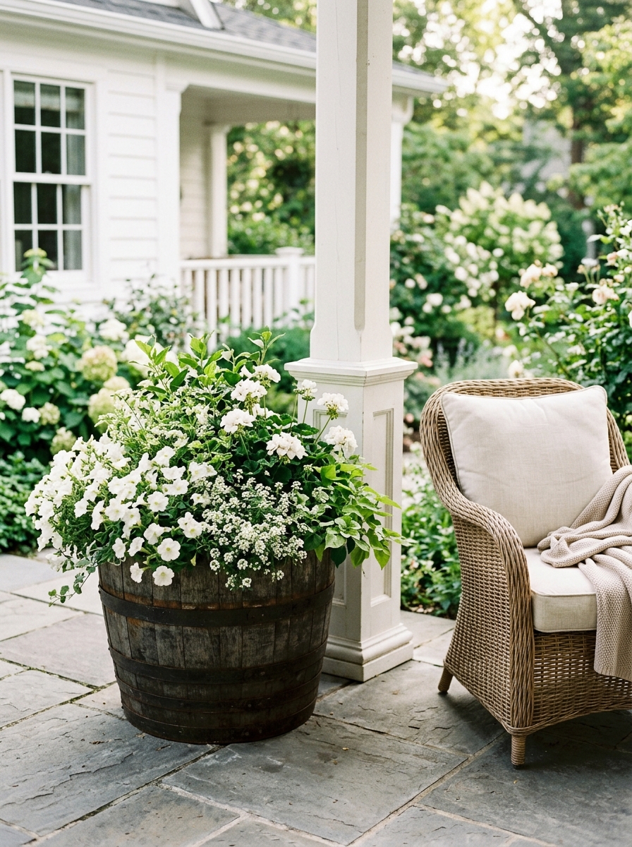 White Flower Barrel