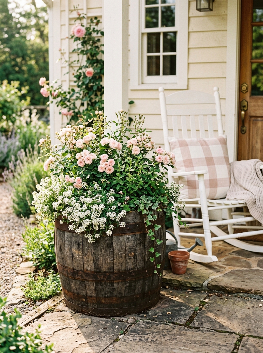 Cottage Rose Barrel