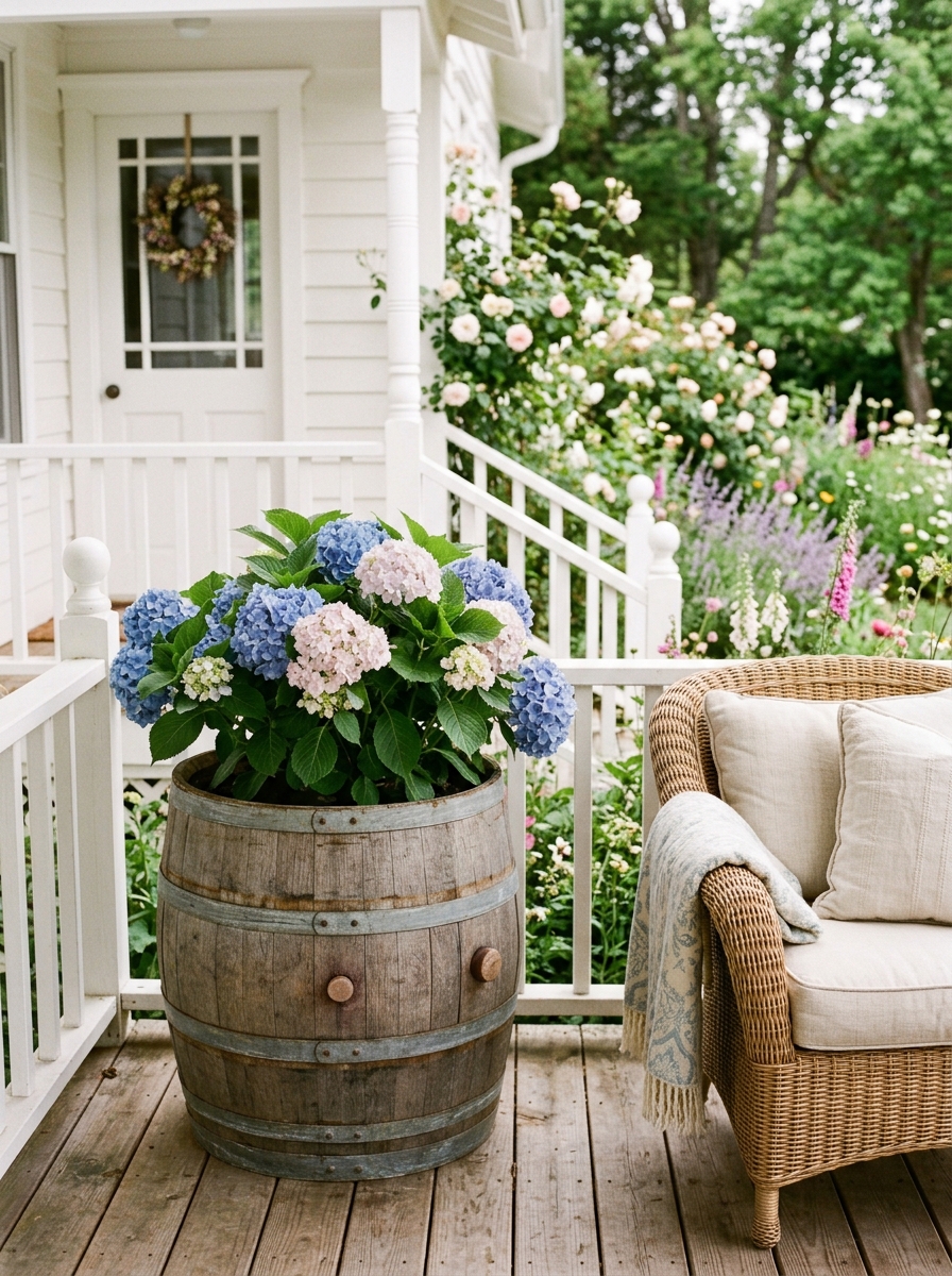 Hydrangea Barrel