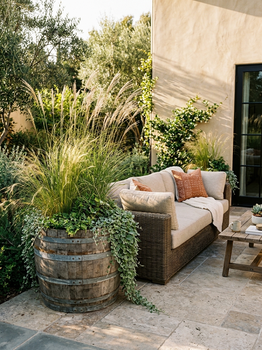 Ornamental Grass Barrel