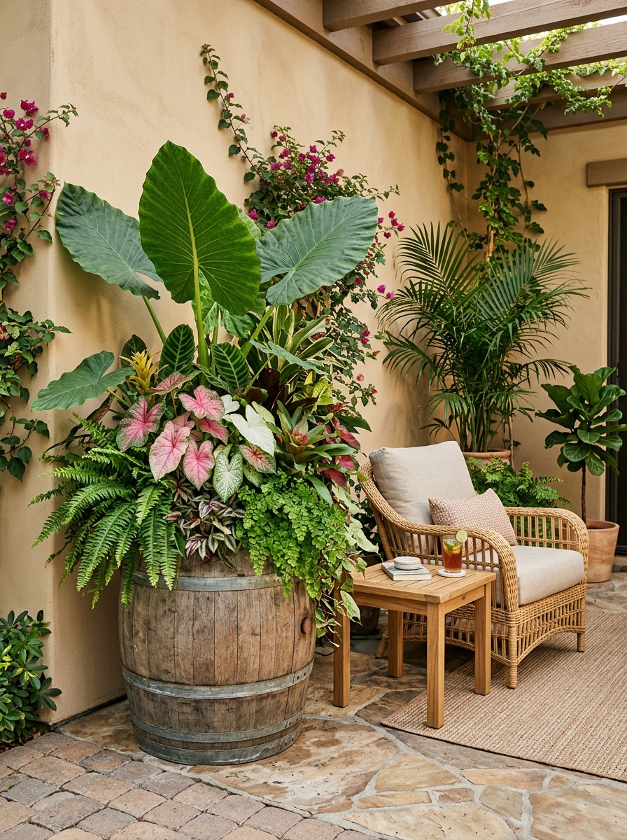 Tropical Foliage Barrel