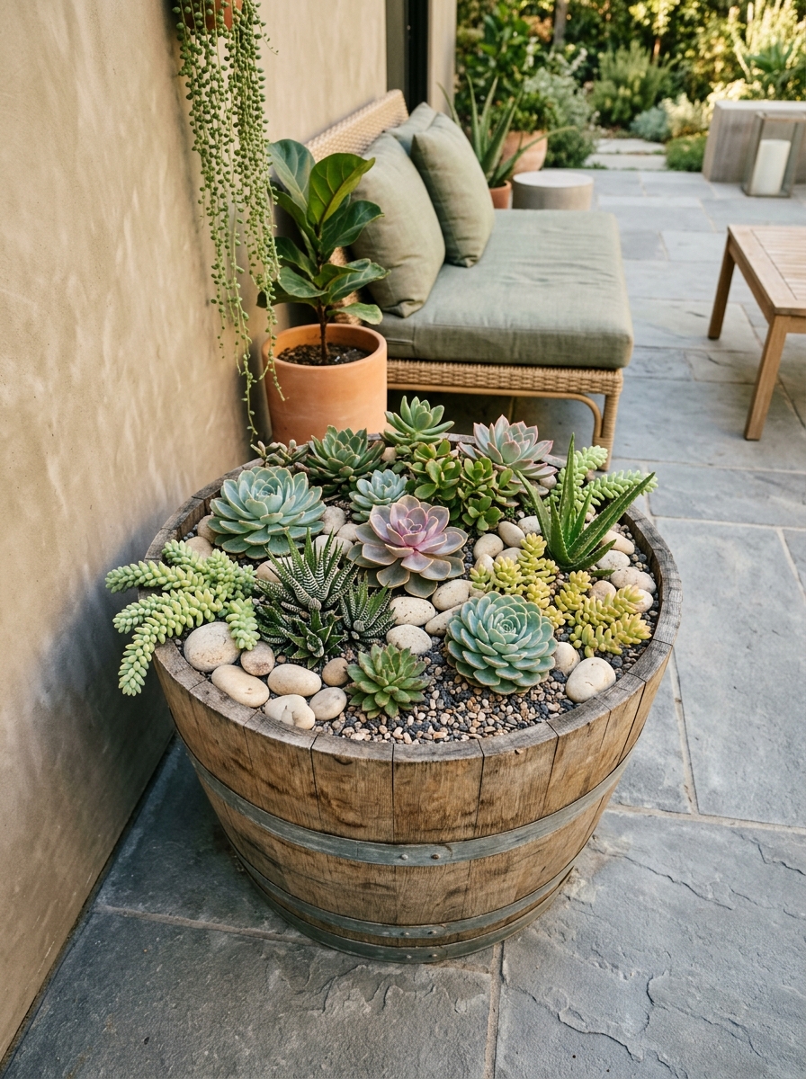 Succulent Stone Barrel