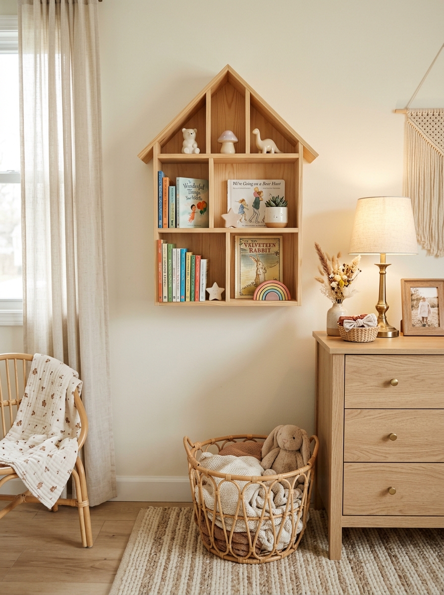 Wooden House Shelf