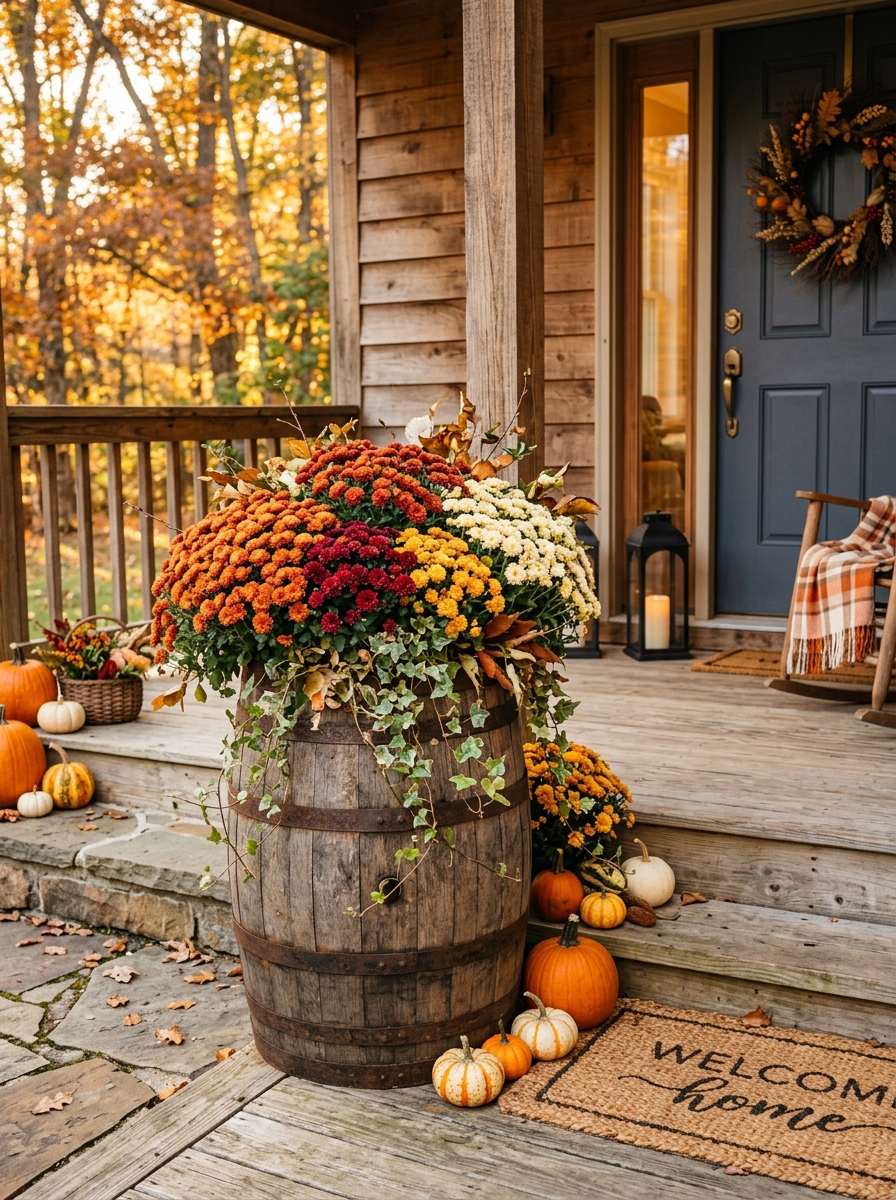 Fall Mum Barrel