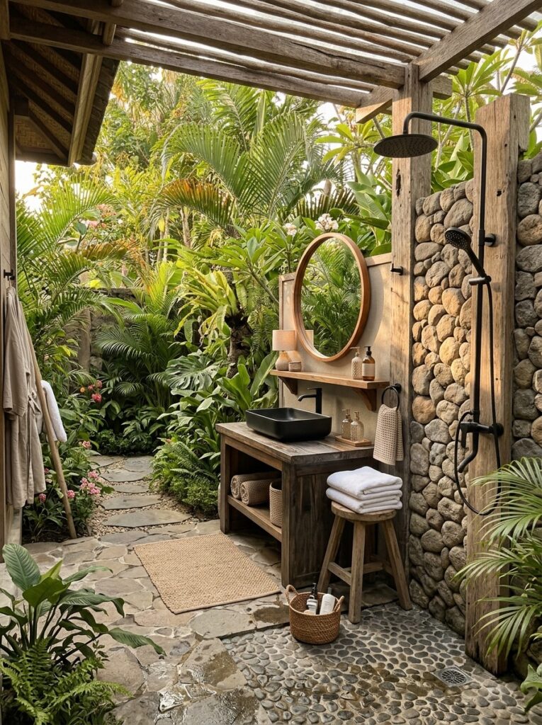 Full Outdoor Bathroom Setup